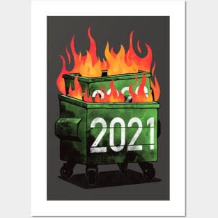 2021 Double Dumpster Fire (2021 Double Dumpster Fire 2020 Big Trash Can Burning Meme) Posters and Art